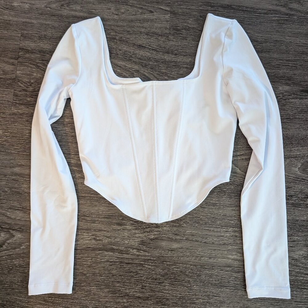 White Long Sleeve Corset Top - Never Worn!